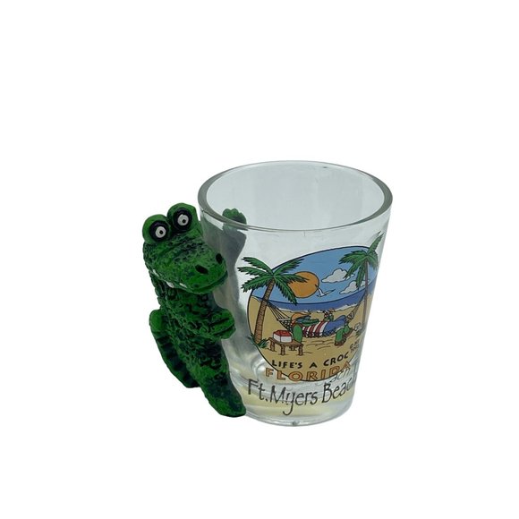 Life's A Croc Florida Ft Myers Beach Souvenir Shot Glass 1.5 ounce - Picture 1 of 5